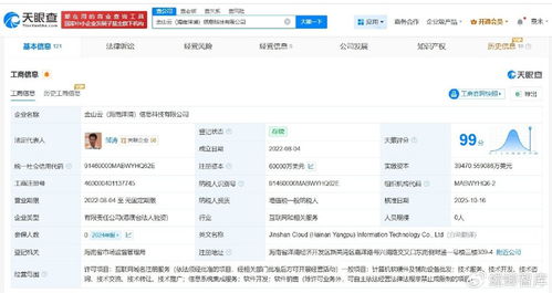 金山云旗下海南洋浦信息科技公司完成增資，注冊資本躍升至6億美元，增幅達20%，專注信息系統集成服務